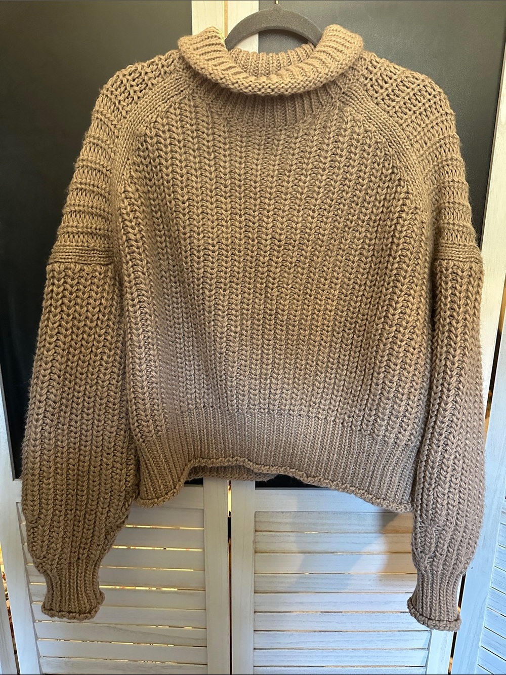 Chunky Taupe Knit Sweater - Women's Cozy Pullover